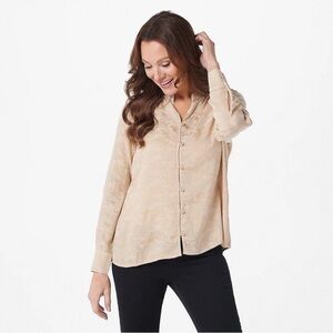 Side Stitch Mandarin Collar Camo Jacquard Print Tunic Top
